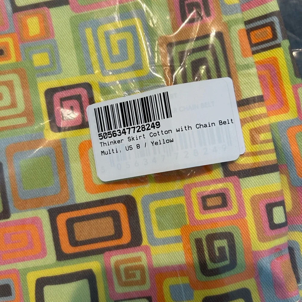 NWT The Ragged Priest Thinker Retro 60s Mod Geometric Mini Skirt With Chain Belt - Picture 11 of 12